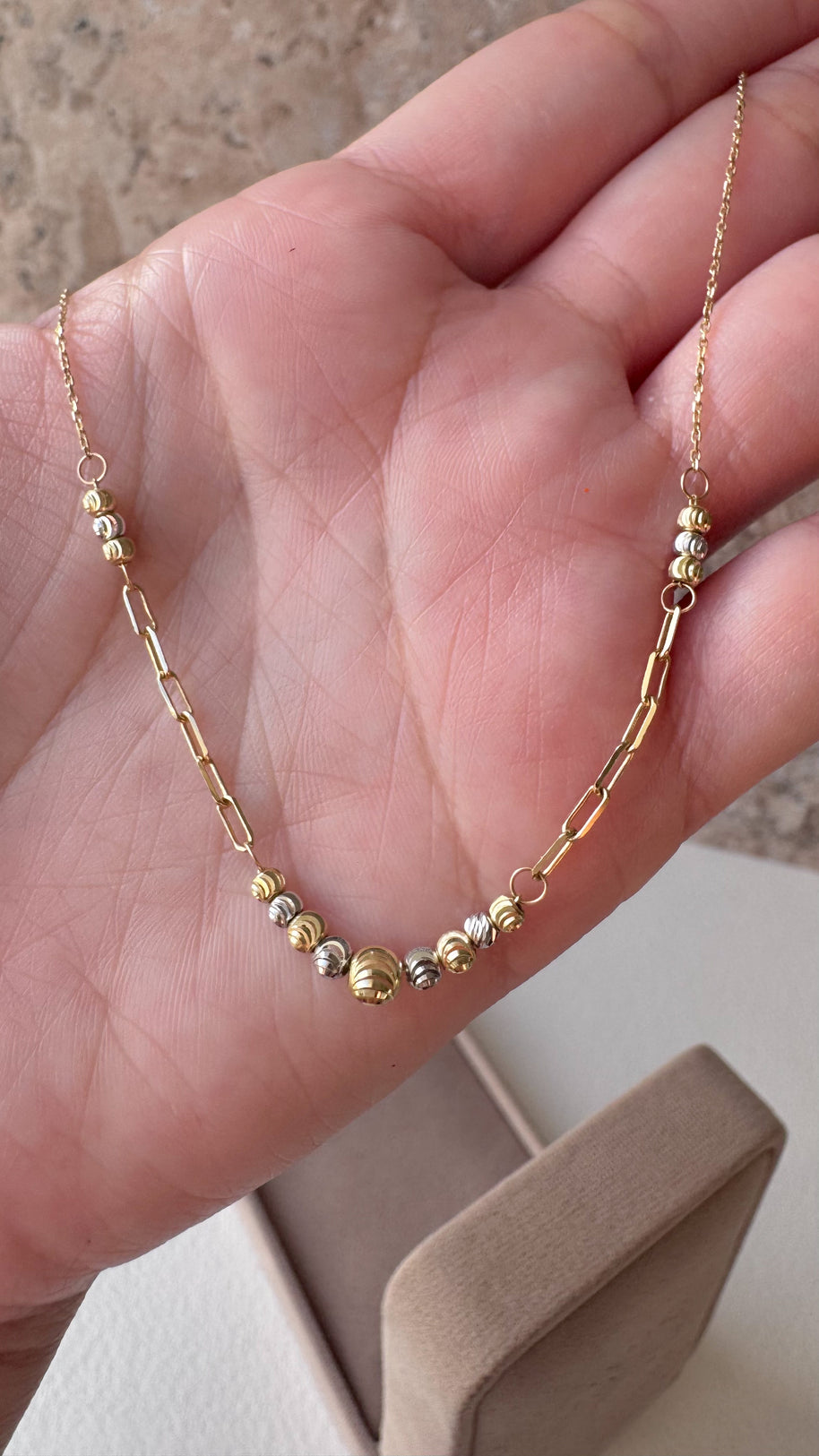 Silver & Gold Chain Italy 14k Solid Gold Necklace