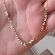 Silver & Gold Chain Italy 14k Solid Gold Necklace
