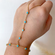Turquoise Crystal Steel Ring - Bracelet