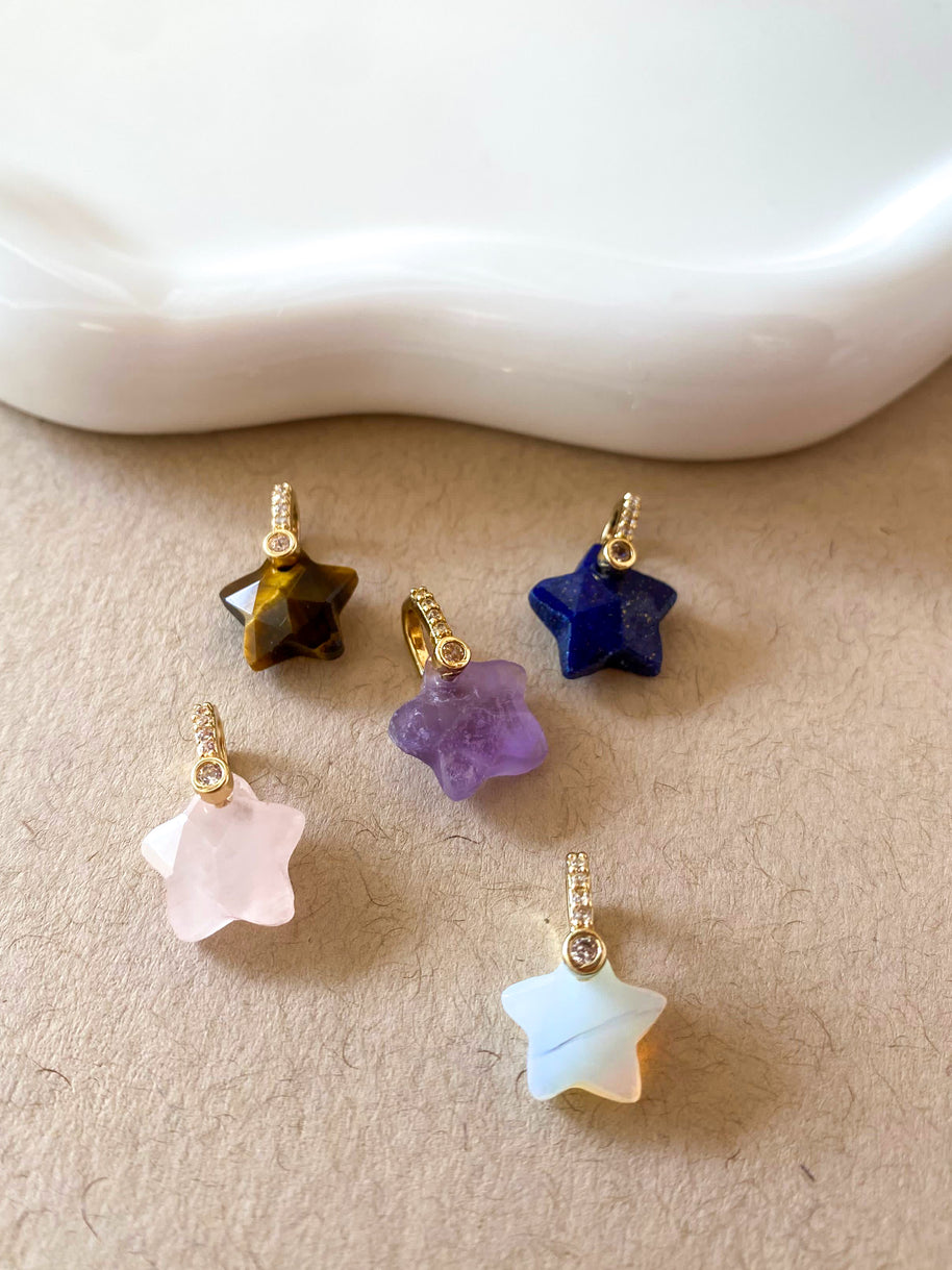 Variety of Stones Stars Shape Charms