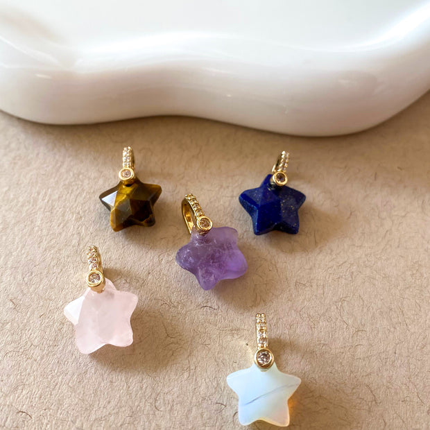 Variety of Stones Stars Shape Charms