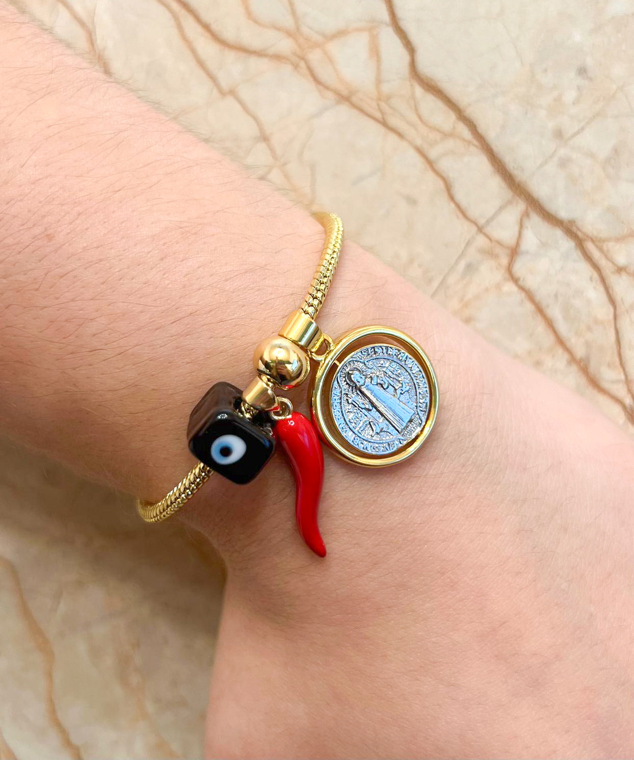 Pulsera Amuleto St Benito Tuerca Negra