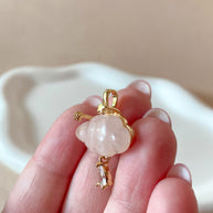 Cloud and Raindrop Rose Quartz Crystal Charm