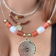 Our father Pearls and Goldstone Ghost Necklace