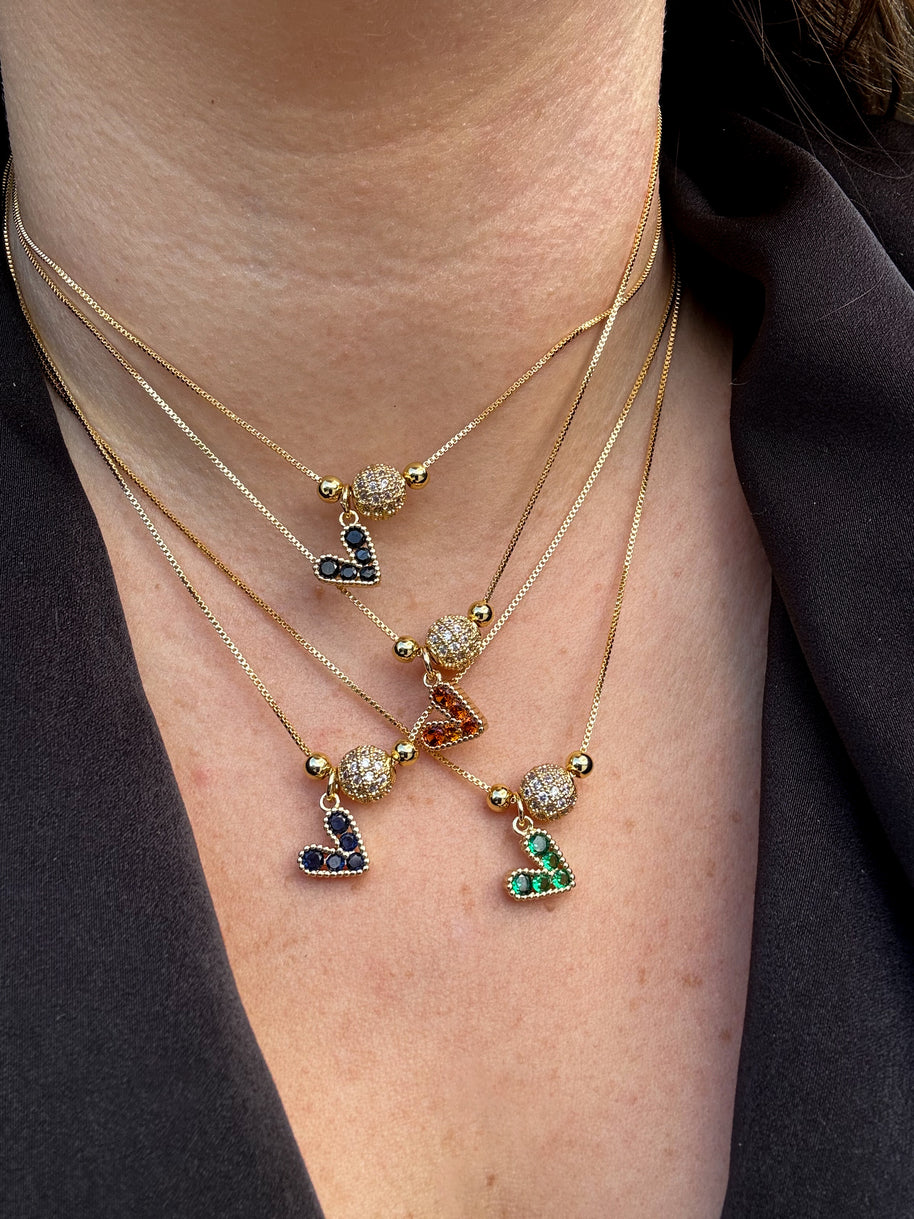 Shiny Little Colorful Hearts Adjustable Necklace