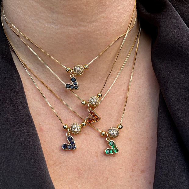 Shiny Little Colorful Hearts Adjustable Necklace
