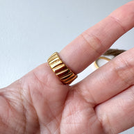 Big Golden Textured Plain Steel Ring