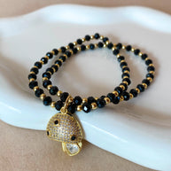 Black Crystal Mushroom Elastic Bracelet