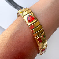 Brazalete Acero con Estilo de Cerezas y Fresas