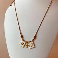 Heart, Cross and Faith Leather Adjustable Necklace