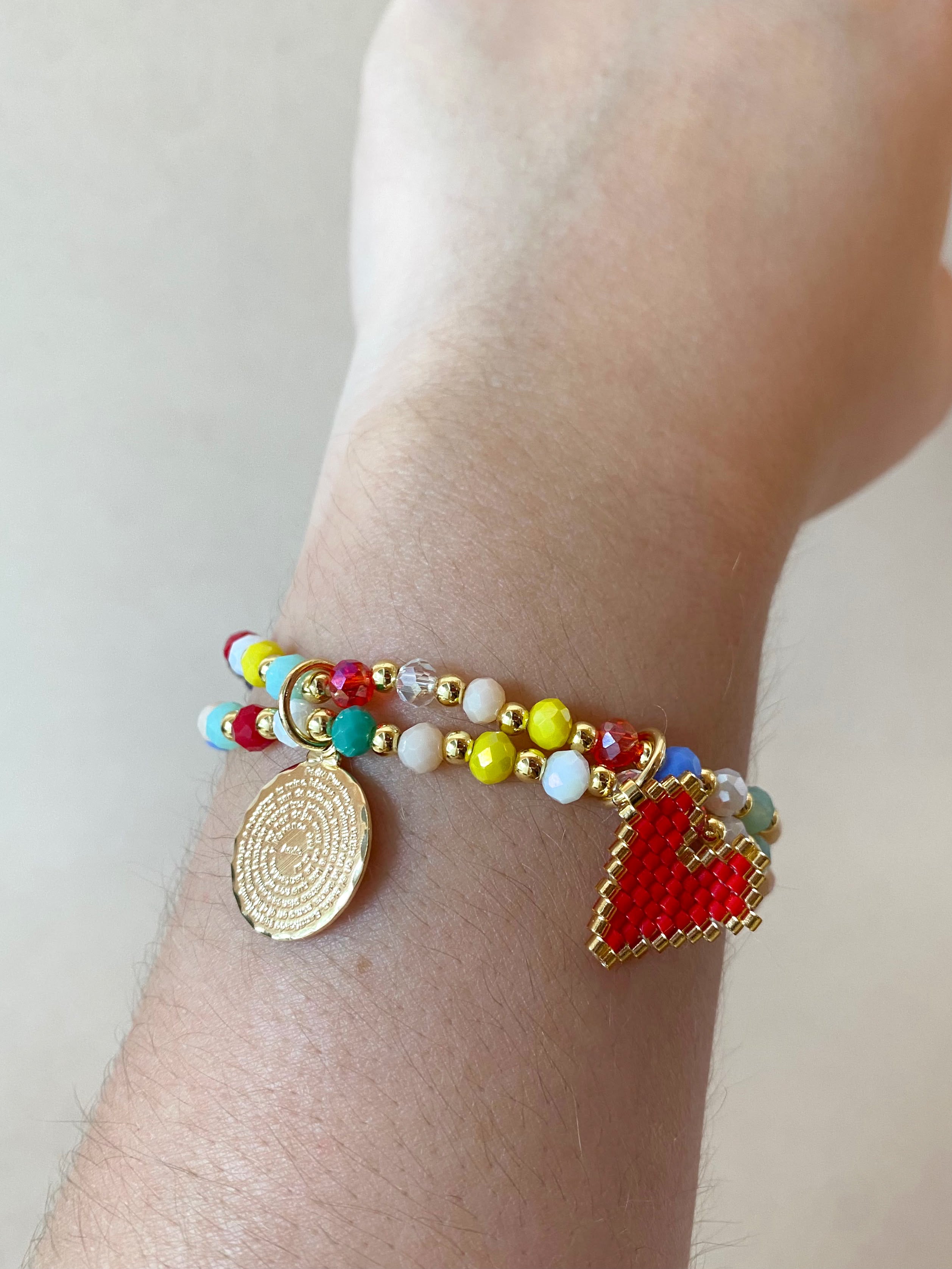 Our Father Red Miyuki Colorful Elastic Bracelet