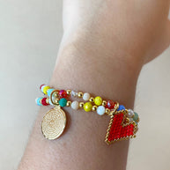 Our Father Red Miyuki Colorful Elastic Bracelet