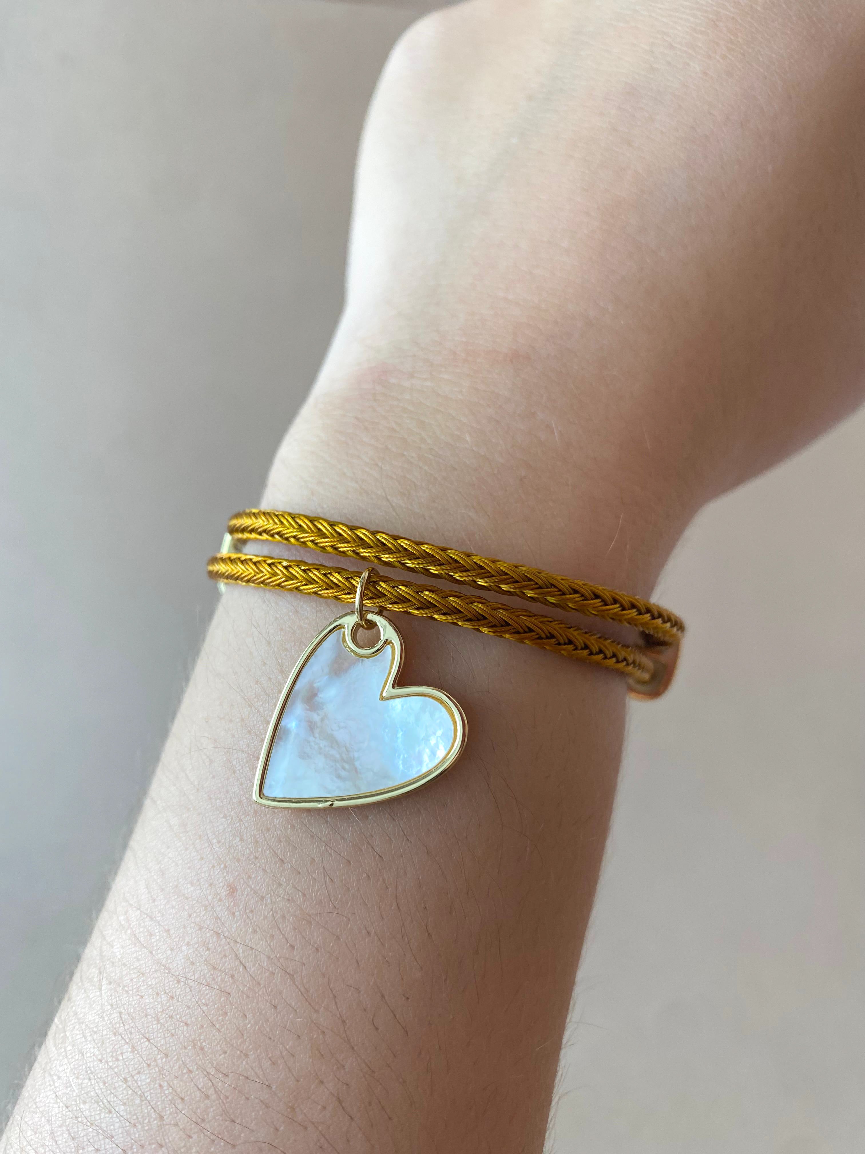 Mother of Pearl Heart Camel Adjustable Bracelet