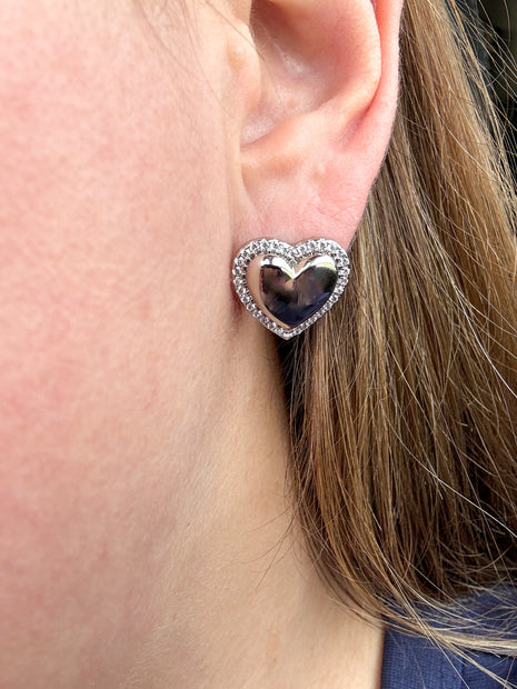 Aretes Corazon Silver Cristales