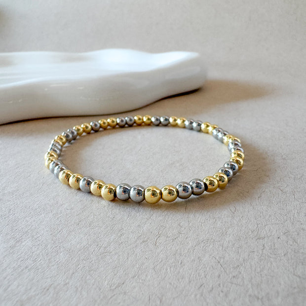 Plain 2 Gold 4mm Balls Bracelet