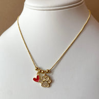 Red Heart ❤️ Dog 🐶 Paw 🐾 Adjustable Necklace