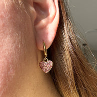 Shiny Pink Heart Hoops