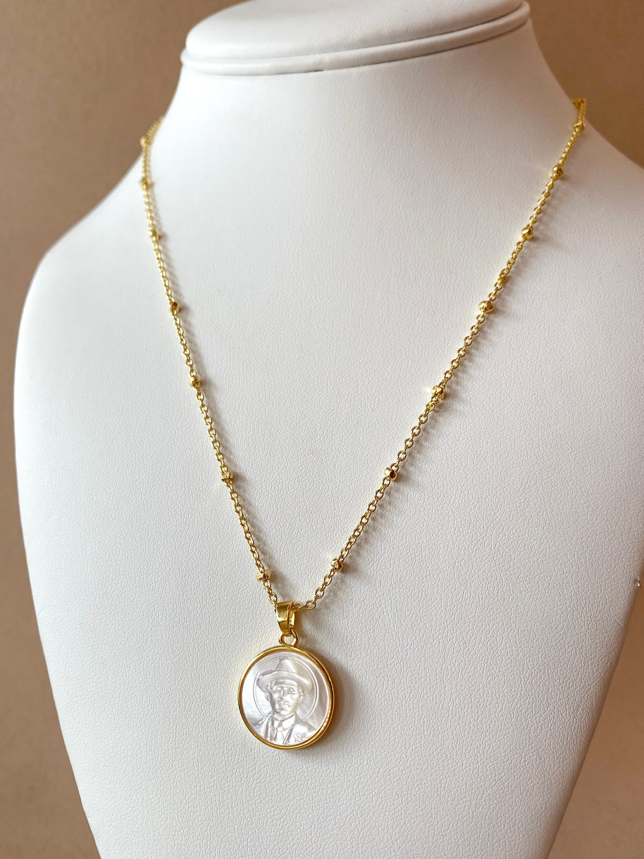 Jose Gregorio Hernandez Mother of Pearl Medium Medal Necklace