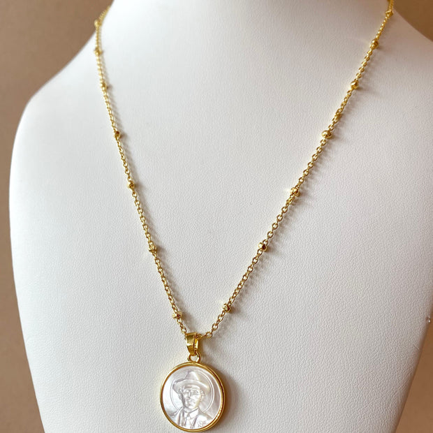 Jose Gregorio Hernandez Mother of Pearl Medium Medal Necklace