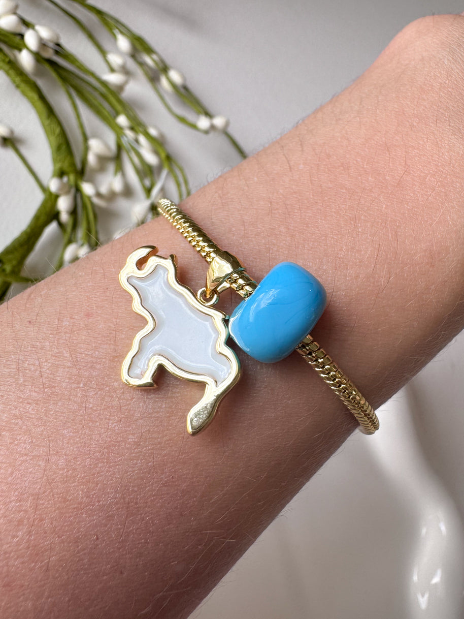 White Venezuela Map & Blue Tuerca Bracelet