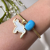 White Venezuela Map & Blue Tuerca Bracelet