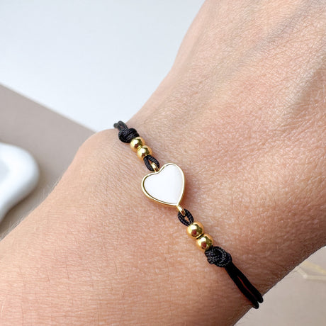 Little Hearts Black Thread Bracelet