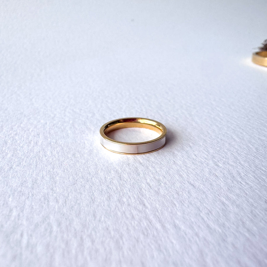 Classic Gold Mother of Pearl Steel Ring