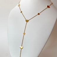 Golden Little & Medium Hearts Pattern Y Necklace