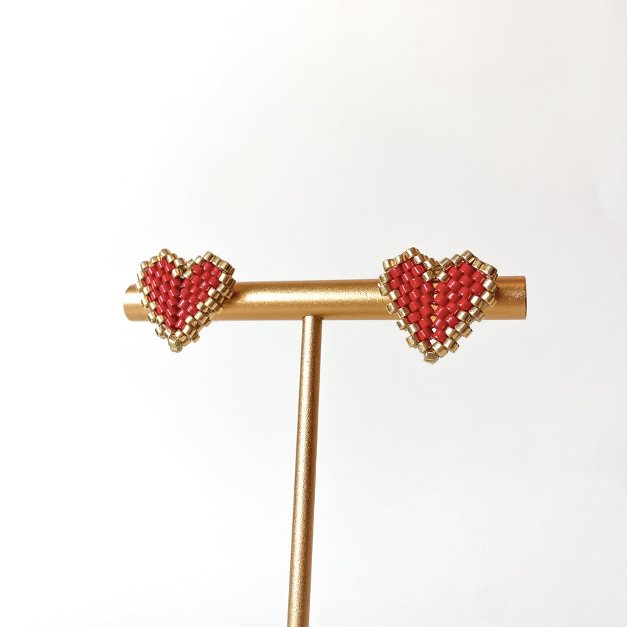 Golden and Red Miyuki Handmade Earrings