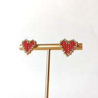 Golden and Red Miyuki Handmade Earrings