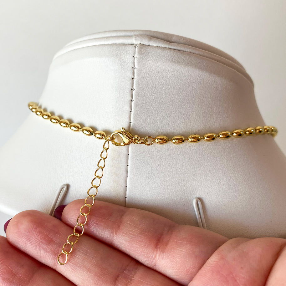 Pink Turkish Stone and Golden Faith Necklace