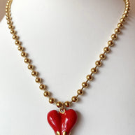 Red Heart Golden Steel Necklace