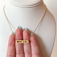 Moving Zircon Bar Steel Necklace