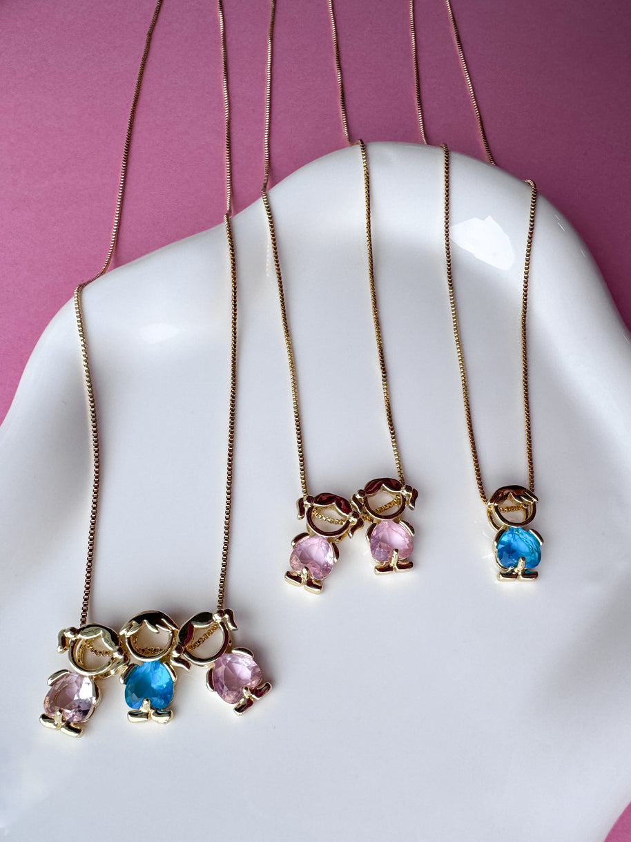 Pink & Blue Medium Kids Necklaces
