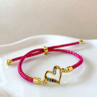Colorful Crystals Pink Adjustable Bracelet
