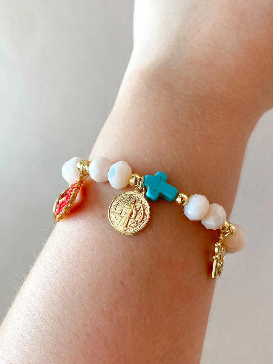 2 Styles of St Benedict, Cross and Faith Charms Bracelets