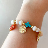 2 Styles of St Benedict, Cross and Faith Charms Bracelets