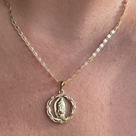 Guadalupe Virgin Circular Medal Necklace