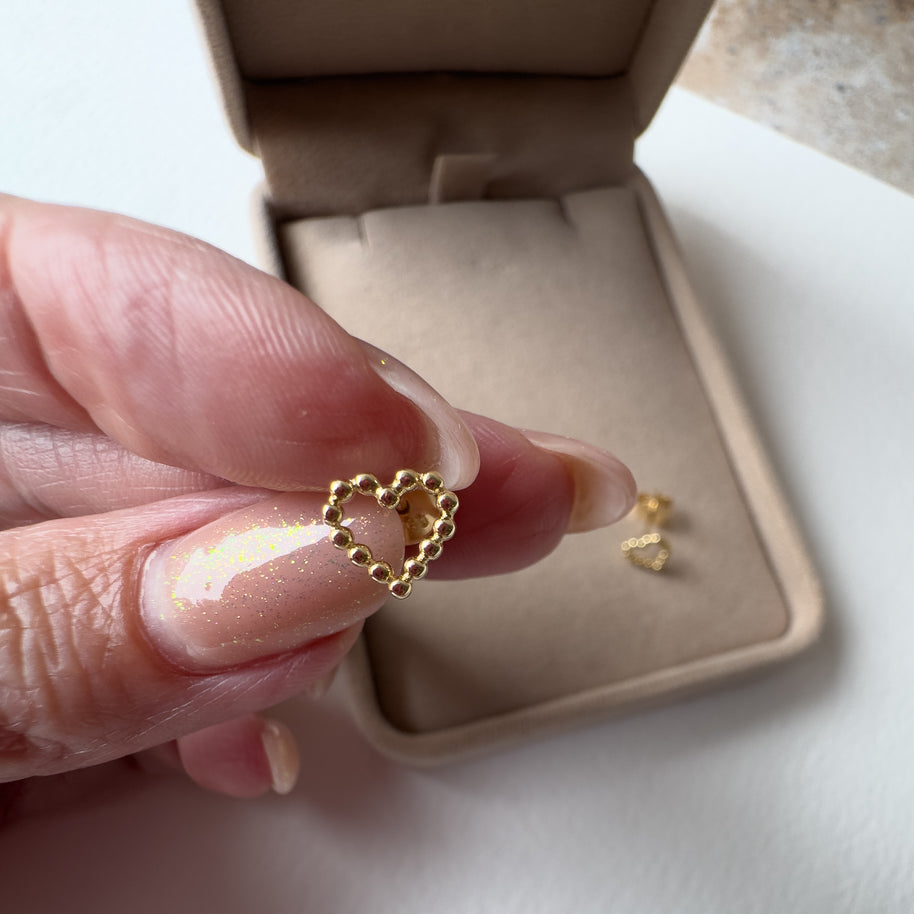 Heart Beads Stud 18k Gold Earrings