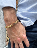 Load image into Gallery viewer, Gold Cross Men Bracelet

