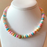 Golden Fire Ball Pastel Colors Beads Necklace