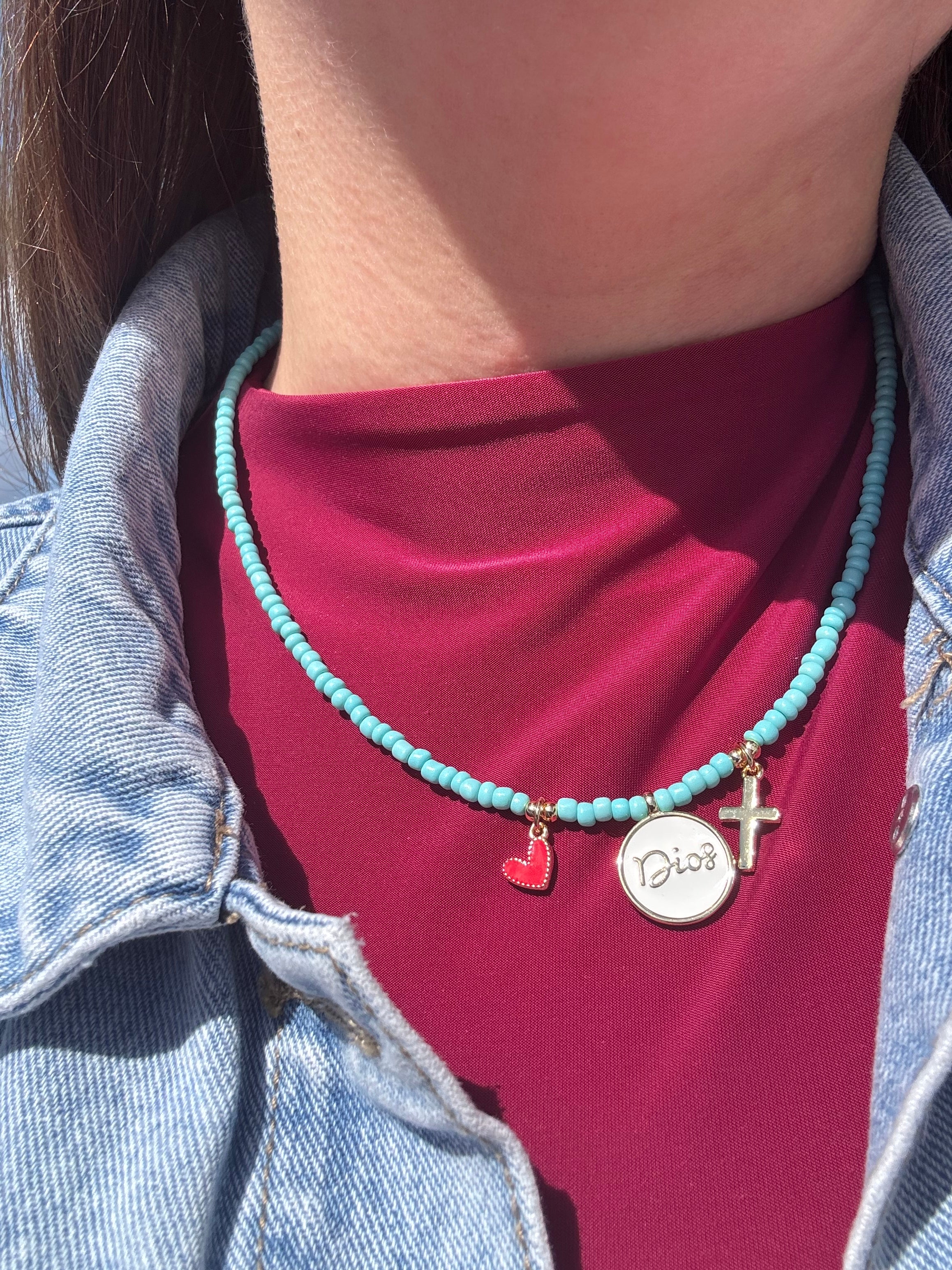 God Charms Turquoise Necklace