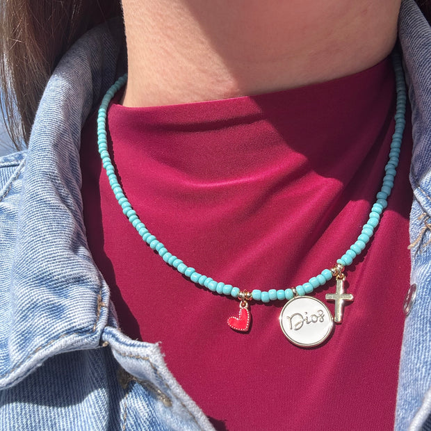 God Charms Turquoise Necklace