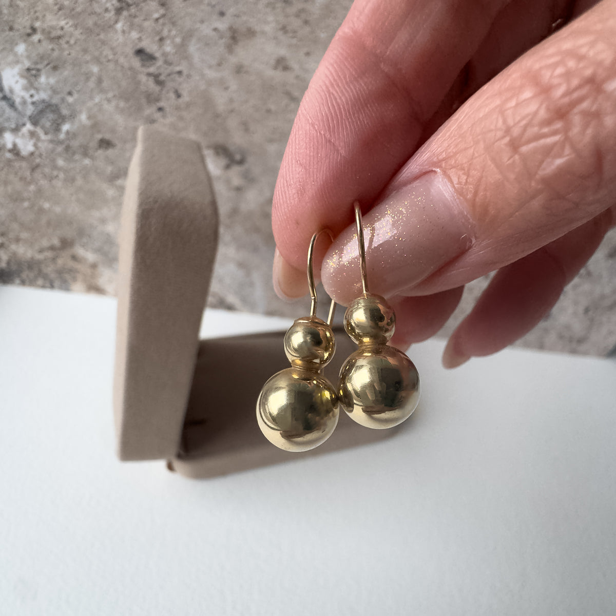2 Balls Style 14K Solid Gold Earrings