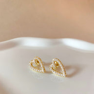 Pearls Heart Shape Golden Earrings