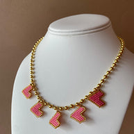 Pink Hearts Miyuki Handmade Necklace