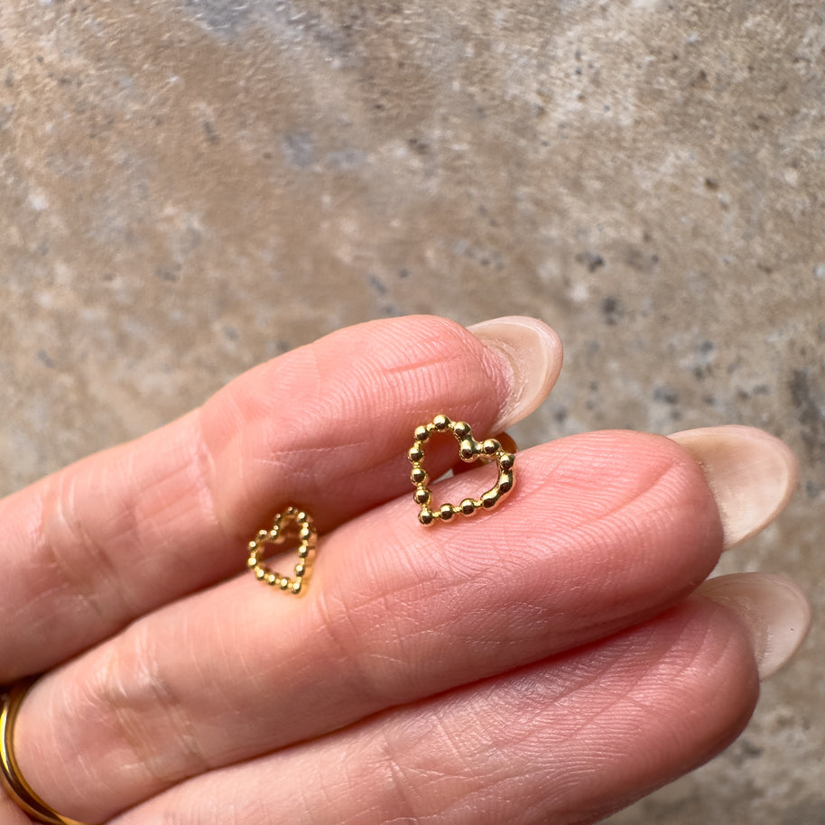 Heart Beads Stud 18k Gold Earrings