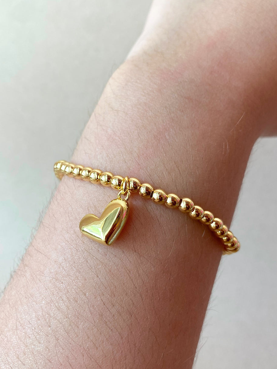 Golden Little Heart Elastic Bracelet