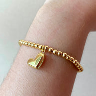 Golden Little Heart Elastic Bracelet