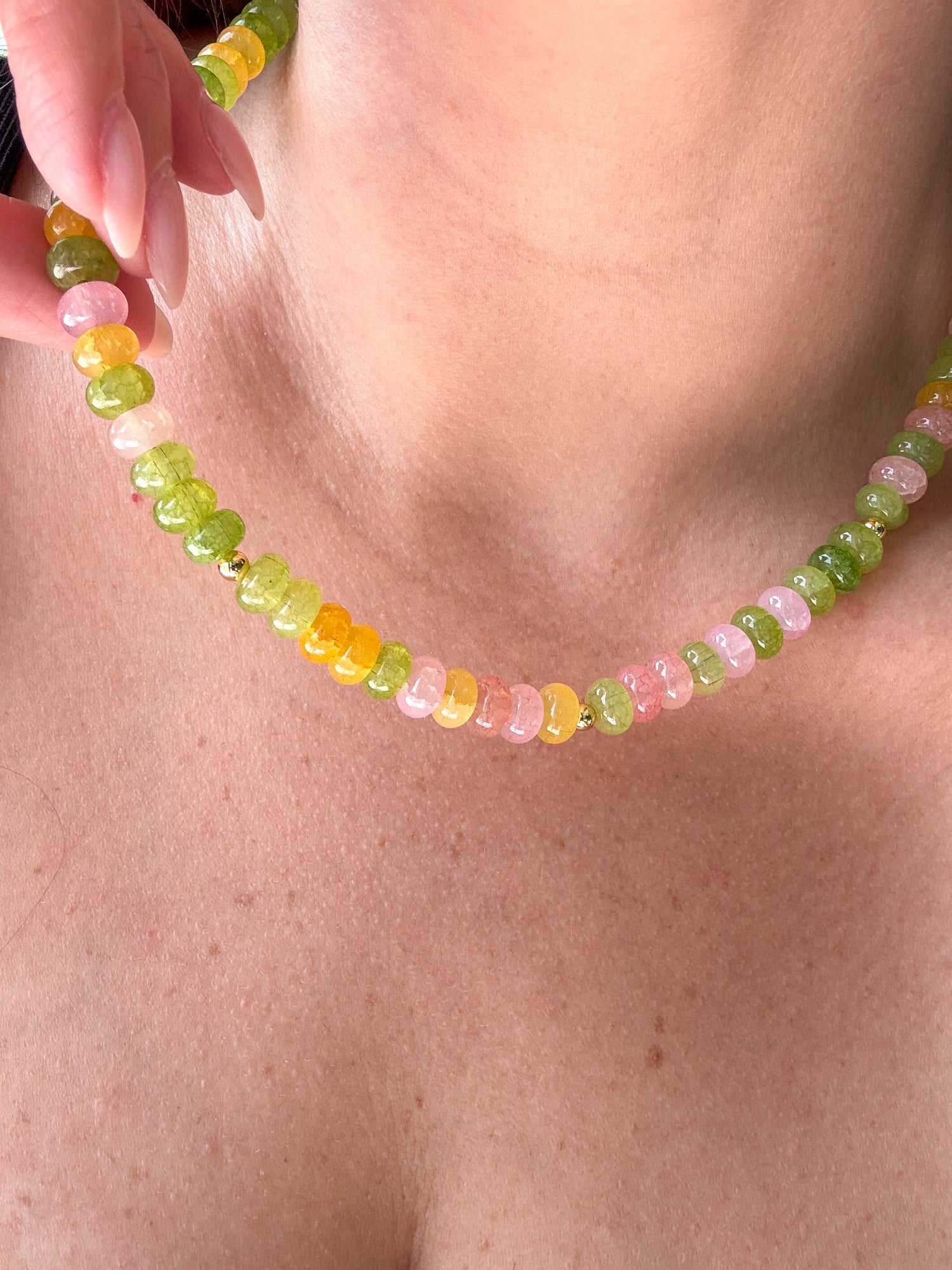 Multicolor Turmaline Beads Necklace